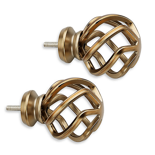 Alternate image 1 for Cambria® Premier Complete Birdcage Finials in Warm Gold (Set of 2)