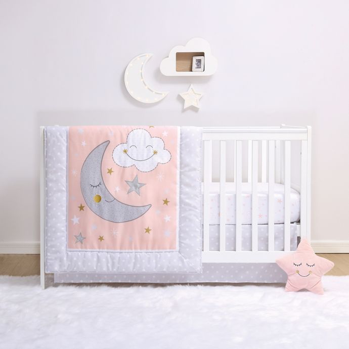 Little Haven La Luna 4 Piece Crib Bedding Set In Coral Gold Bed