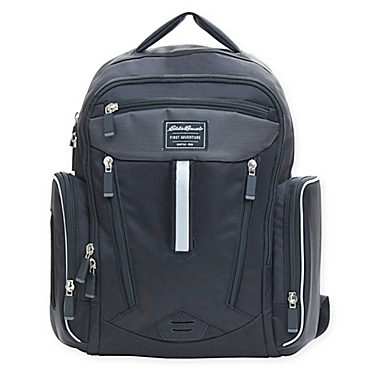 Eddie Bauer&reg; Places &amp; Spaces Sporty Backpack Diaper Bag in Black. View a larger version of this product image.