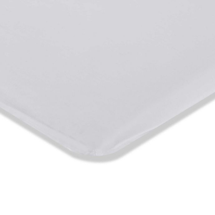 La Baby Fitted Mini Portable Crib Sheet In White Buybuy Baby