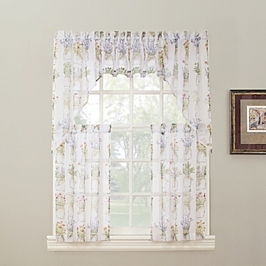 Eve&#39;s Garden Rod Pocket Kitchen Window Tier Pair, Valance and Swag. View a larger version of this product image.