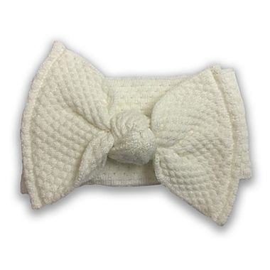 NYGB&trade; Quilt Stitch Large Bow Headband in Ivory. View a larger version of this product image.
