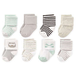Luvable Friends® 8-Pack Owl Terry Socks in Mint/Grey