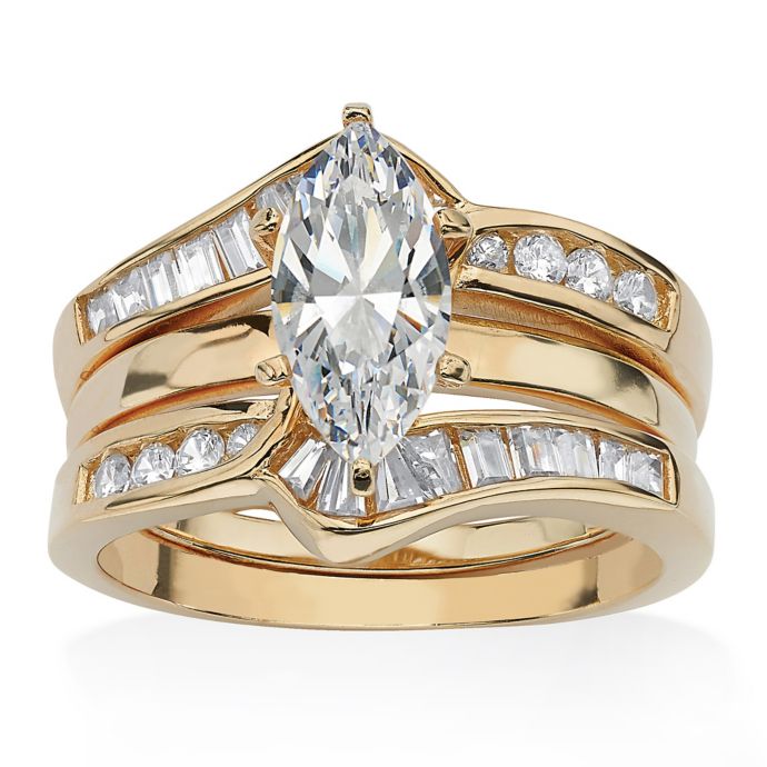 Palm Beach Jewelry 2Piece 18K GoldPlated 3.57 cttw Cubic