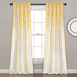 Striped Medallion 84-Inch Room Darkening Rod Pocket Window Curtain Panels in Yellow (Set of 2)