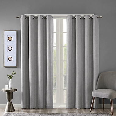 SunSmart Maya 63-Inch Heathered Grommet-Top Room Darkening Curtain Panel in Grey (Single). View a larger version of this product image.