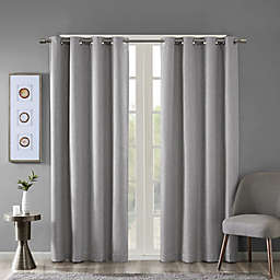 SunSmart Maya 84-Inch Heathered Grommet-Top Room Darkening Curtain Panel in Grey (Single)