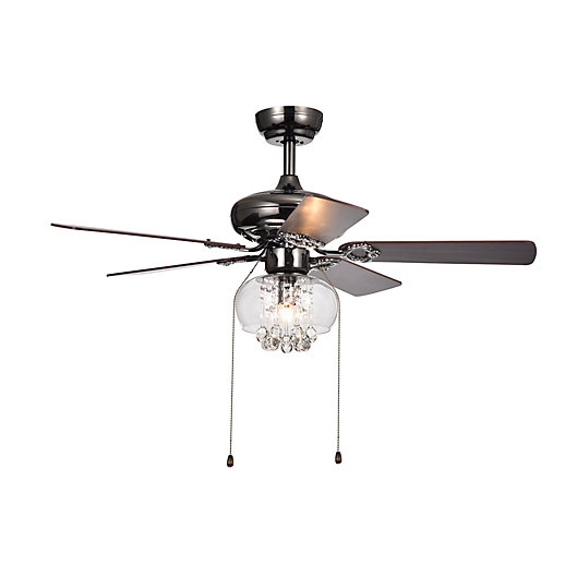 Aequor 42 Inch Ceiling Fan In Brown, Antique White And Champagne Crystal Ceiling Fan