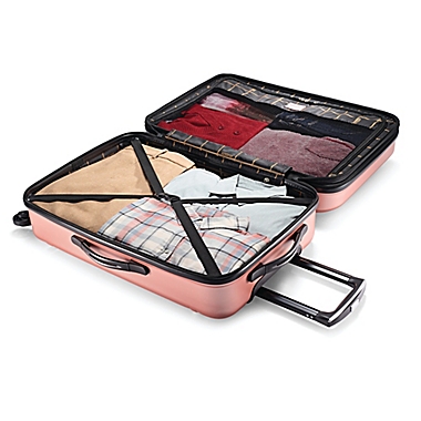 American Tourister&reg; Moonlight 24-Inch Hardside Spinner Checked Luggage in Rose Gold. View a larger version of this product image.