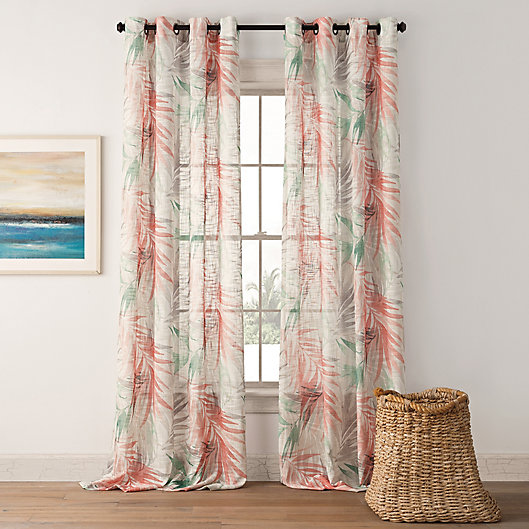 Alternate image 1 for Palm Leaf Sheer Grommet-Top Window Curtain Panel Collection (Single)