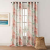 Palm Leaf Sheer Grommet-Top Window Curtain Panel Collection (Single)