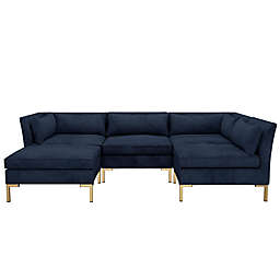 Doyer 4-Piece Velvet Sectional Sofa with Ottoman
