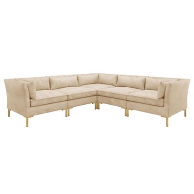 L Shaped Velvet Sectional Sofa In Beige, Natuzzi Leather Sofa Nebraska Furniture Mart