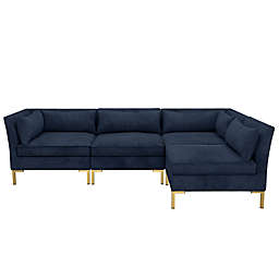 Doyer 4-Piece Velvet Sectional Sofa in Black