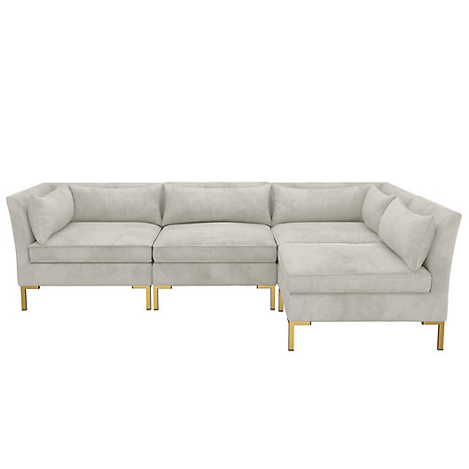 Doyer 4 Piece Velvet Sectional Sofa, Sofa And Ottoman Set Canada