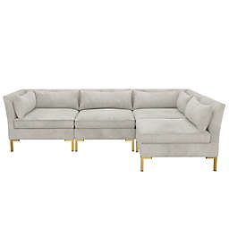 Doyer 4-Piece Velvet Sectional Sofa in Grey