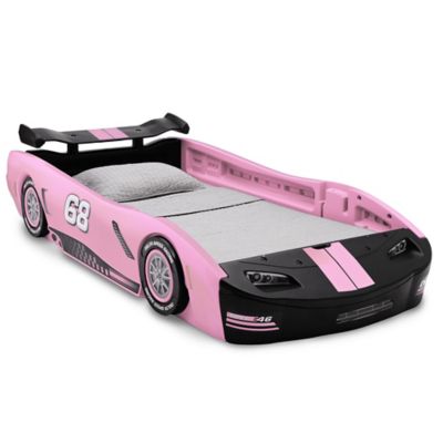 Delta Children Turbo Race Car Twin Bed in Pink