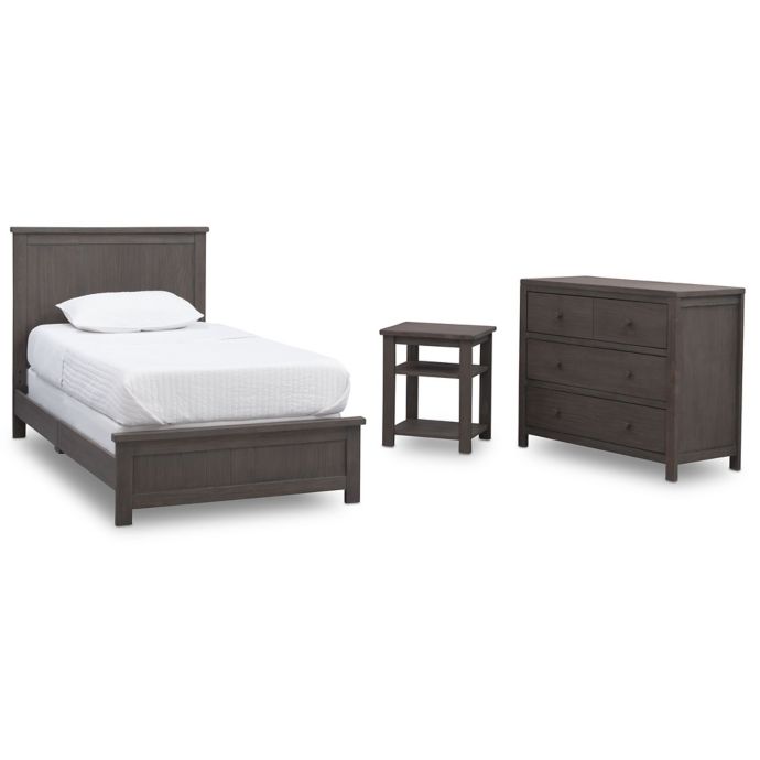 Delta Farmhouse 3 Piece Toddler Bed Nightstand And Dresser Set