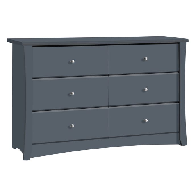 Storkcraft Crescent 6 Drawer Double Dresser In Grey Bed Bath