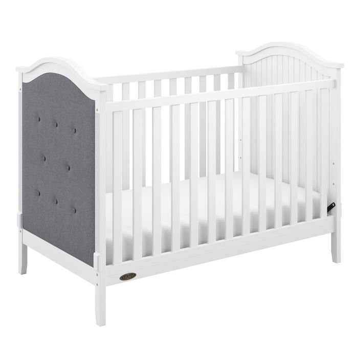 Graco Linden Upholstered 3 In 1 Convertible Crib In White Grey