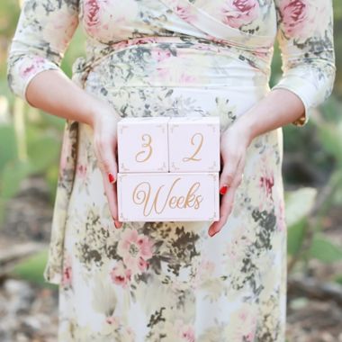 The PeanutShell&trade; 3-Piece Milestone Block Set in Pink/Gold. View a larger version of this product image.