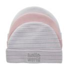 Alternate image 0 for So' Dorable Size 0-6M 3-Pack "Hello World" Knit Beanies in Pink/White/Grey