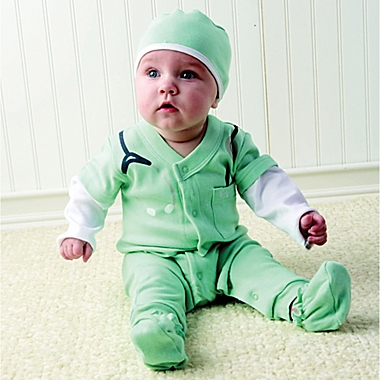 Baby Aspen Size 0-6M &quot;Big Dreamzzz&quot; Baby M.D. 3-Piece Coverall, Hat and Booties Set. View a larger version of this product image.