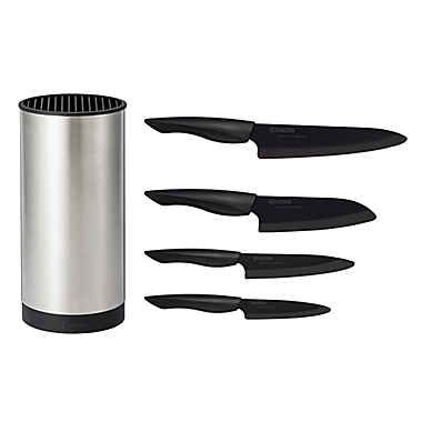 Kyocera 5-Piece Innovation Ceramic Universal Knife Block Set with Black Blades. View a larger version of this product image.
