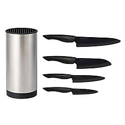 Kyocera 5-Piece Innovation Ceramic Universal Knife Block Set with Black Blades