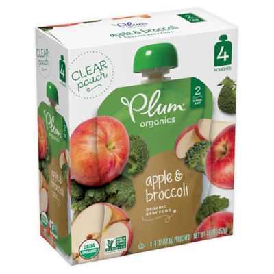 Plum Organics&trade; Second Blends 4-Pack 3.5 oz. Apple &amp; Broccoli Pouch