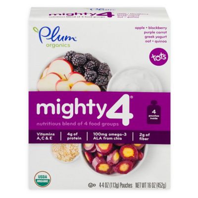 Plum Organics&reg; Tots Mighty 4&reg; 4-Pack Apple Blackberry Carrot 4 oz. Baby Food