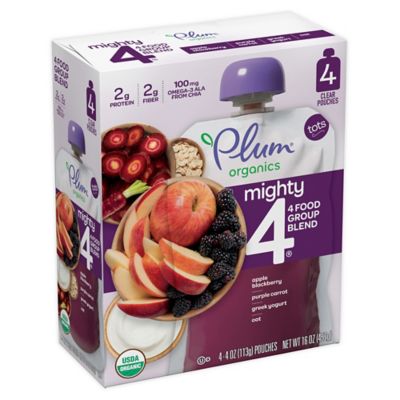 Plum Organics&reg; Tots Mighty 4&reg; 4-Pack Apple Blackberry Carrot 4 oz. Baby Food
