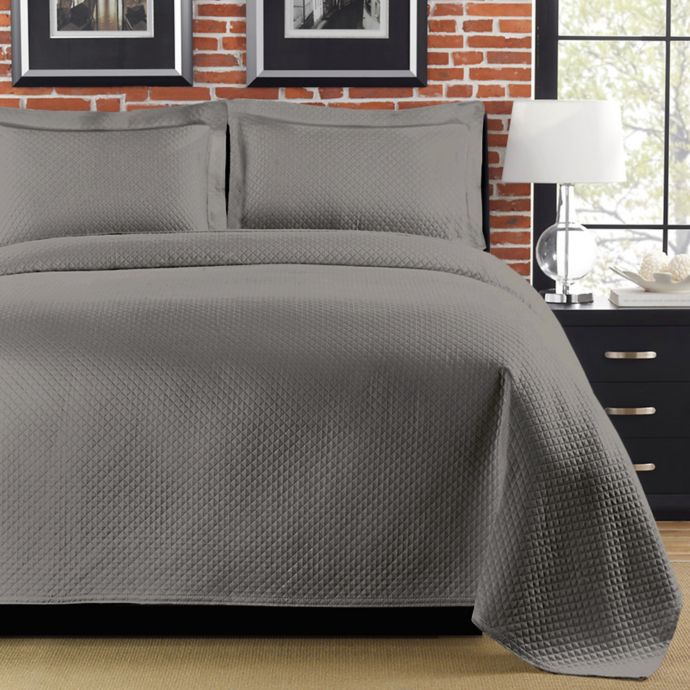 Diamante Matelasse Coverlet In Grey Bed Bath Beyond