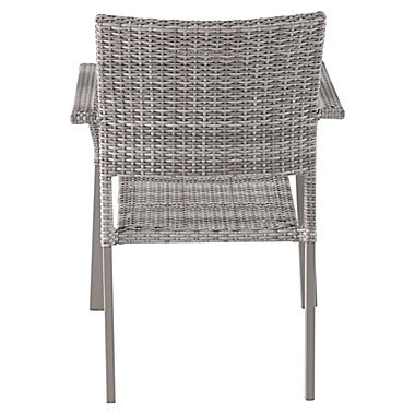 Square Stacking Wicker Outdoor Dining Chairs in Oyster (Set of 2). View a larger version of this product image.
