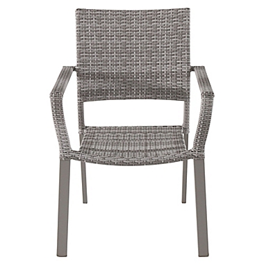 Square Stacking Wicker Outdoor Dining Chairs in Oyster (Set of 2). View a larger version of this product image.