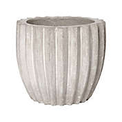 Emissary 16-Inch Round Ribbed Flower Pot in Grey