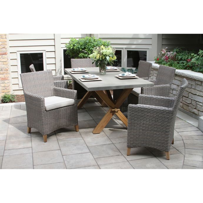 Outdoor Interiors Composite 7 Piece Outdoor Dining Set With Chairs Bed Bath Beyond