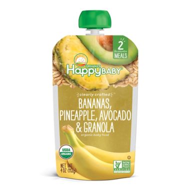 Happy Baby&reg; Clearly Crafted Organic Bananas, Pineapple, Avocado &amp; Granola. View a larger version of this product image.