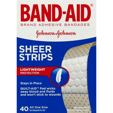 Johnson & Johnson&reg; Band-Aid&reg; 40-Count Sheer Strip Bandages. View a larger version of this product image.