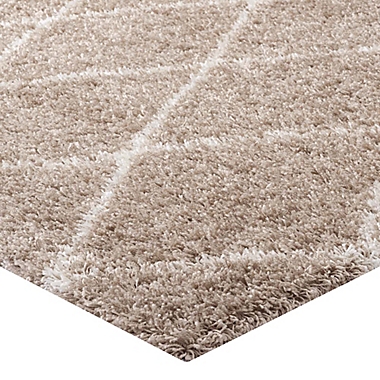 Modway Toryn Diamond Lattice 5&#39; x 8&#39; Shag Area Rug in Beige/Ivory. View a larger version of this product image.