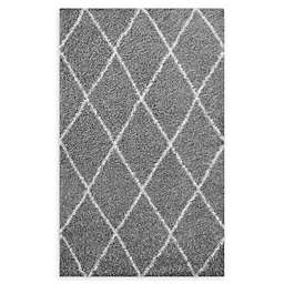 Modway Toryn Diamond Lattice 5' x 8' Shag Area Rug in Grey/Ivory