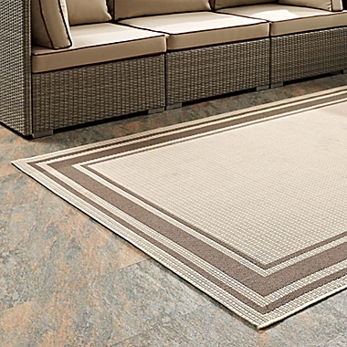 Modway Solid Border 8&#39; x 10&#39; Indoor/Outdoor Area Rug in Light Beige/Dark Beige. View a larger version of this product image.