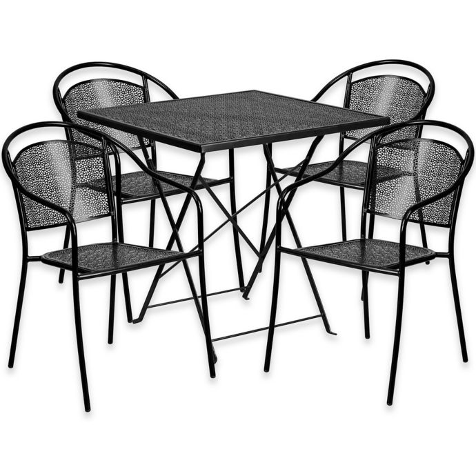 Flash Furniture Metal Patio Folding Table And Chairs Collection Bed Bath Beyond