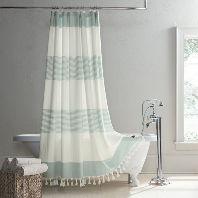 UGG® Napa YarnDyed Stripe Shower Curtain in Agave Bed Bath and