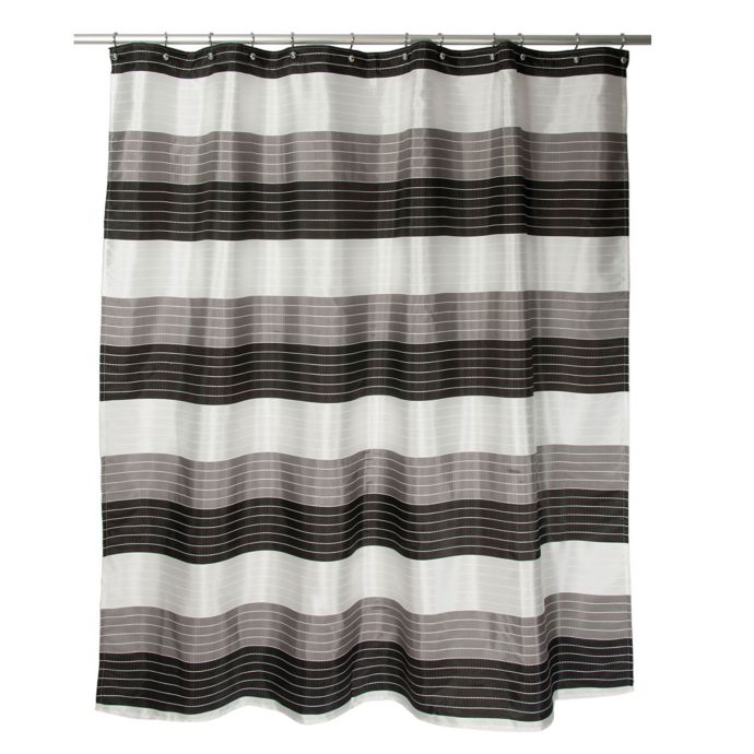 Ambrosi Striped Shower Curtain in Black/White | Bed Bath ...