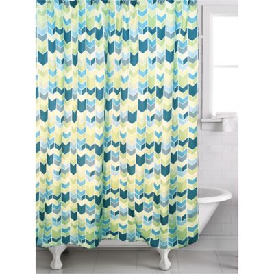 navy blue and green shower curtain