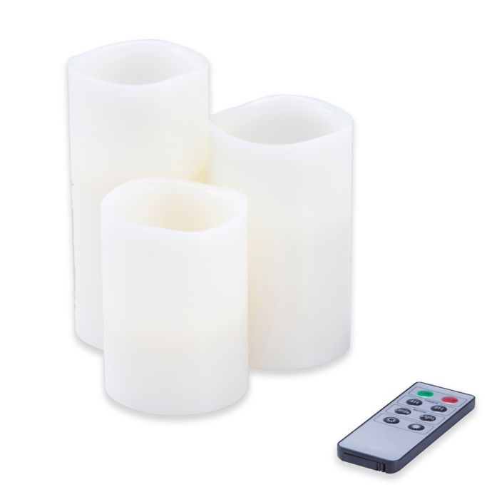 Nottingham Home Flameless Candles Remote Set Of 3 Bed Bath