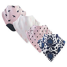 Yoga Sprout 4-Pack Ikat Elephant Bandana Bib With Teether in Blue