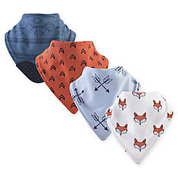 Yoga Sprout 4-Pack Fox Bandana Bib With Teether in Orange