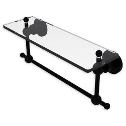 Allied Brass Astor Place 22-Inch Glass Vanity Shelf with Integrated Towel Bar in Matte Black
